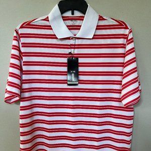 Adidas Golf Polo Collar Men Shirt Red White Stripe(SP3008F2) NWT $50 SIZE MEDIUM